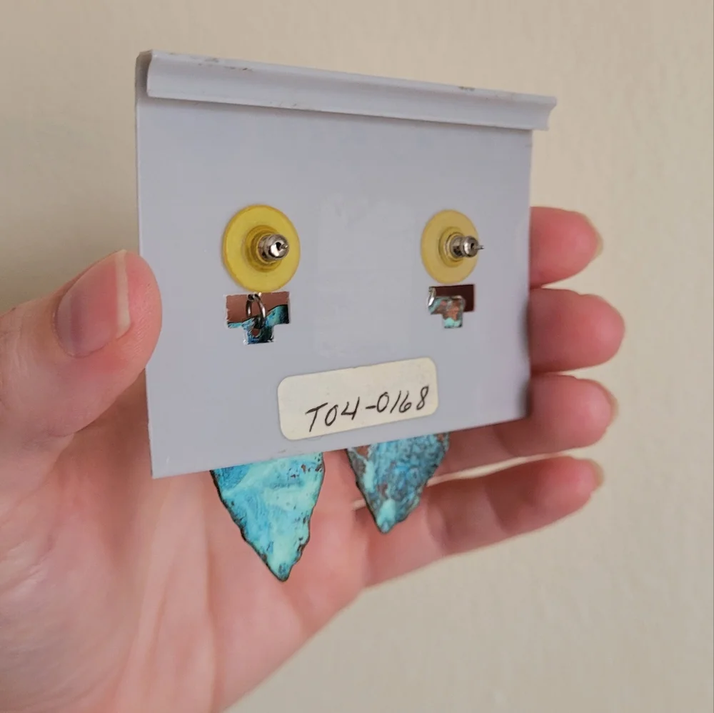 Vintage Arrowhead Copper Patinaed Earrings